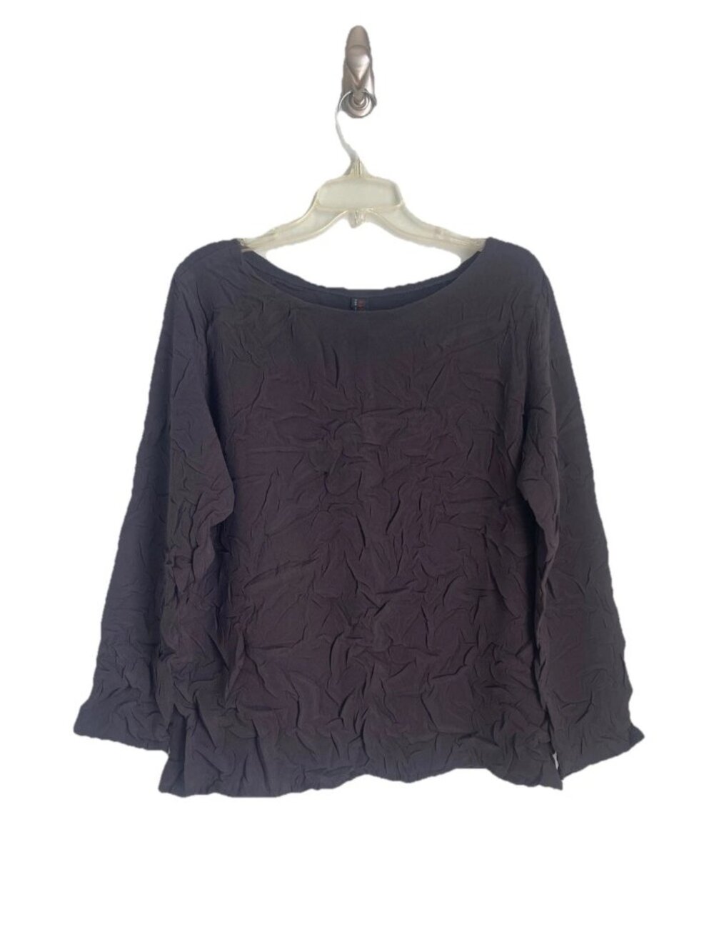 Babette San Francisco Black Crinkled Long Sleeve Top Lagenlook Women's